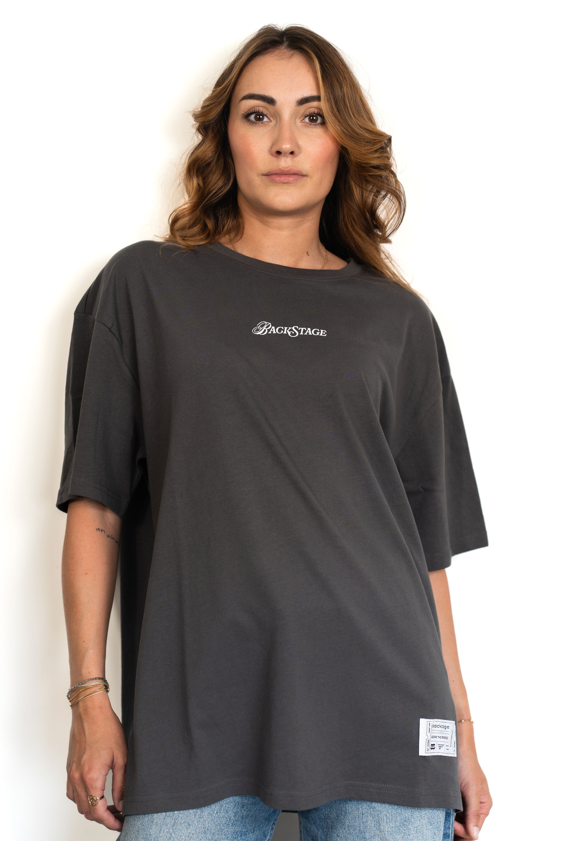 T-shirt Memories gris coton 240 g/m2, coupe oversize