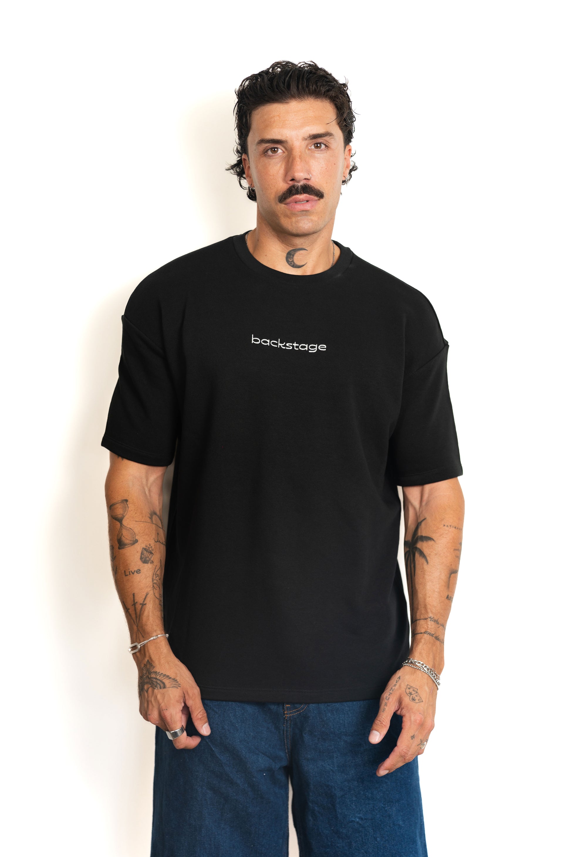 T-shirt hybride Original noir Backstage porté de dos