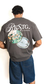T-shirt oversize Memories gris Backstage porté de face