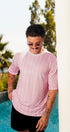 Maillot Warm Up rose sublimé made in France, vue portée