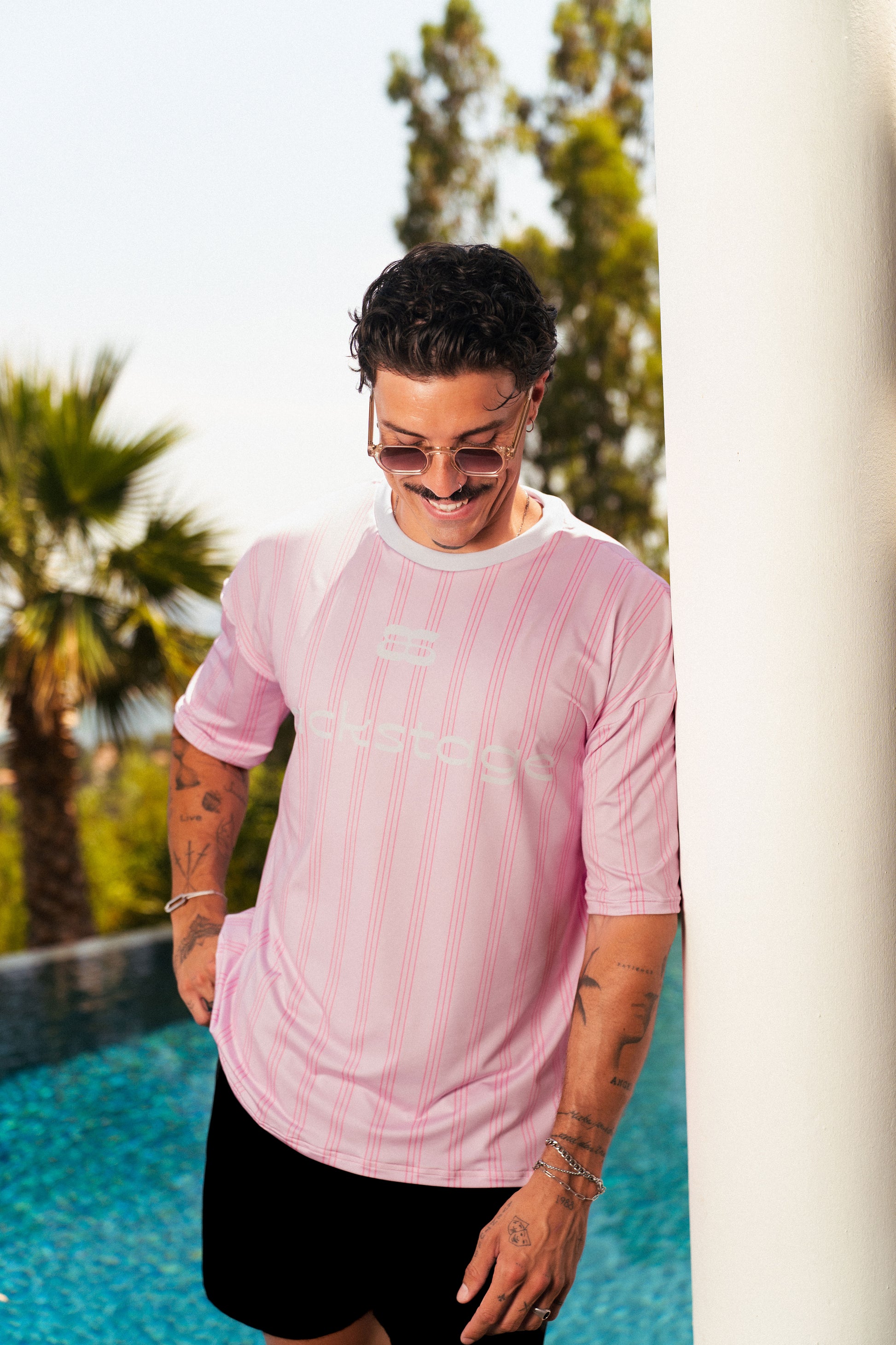 Maillot Warm Up rose sublimé made in France, vue portée