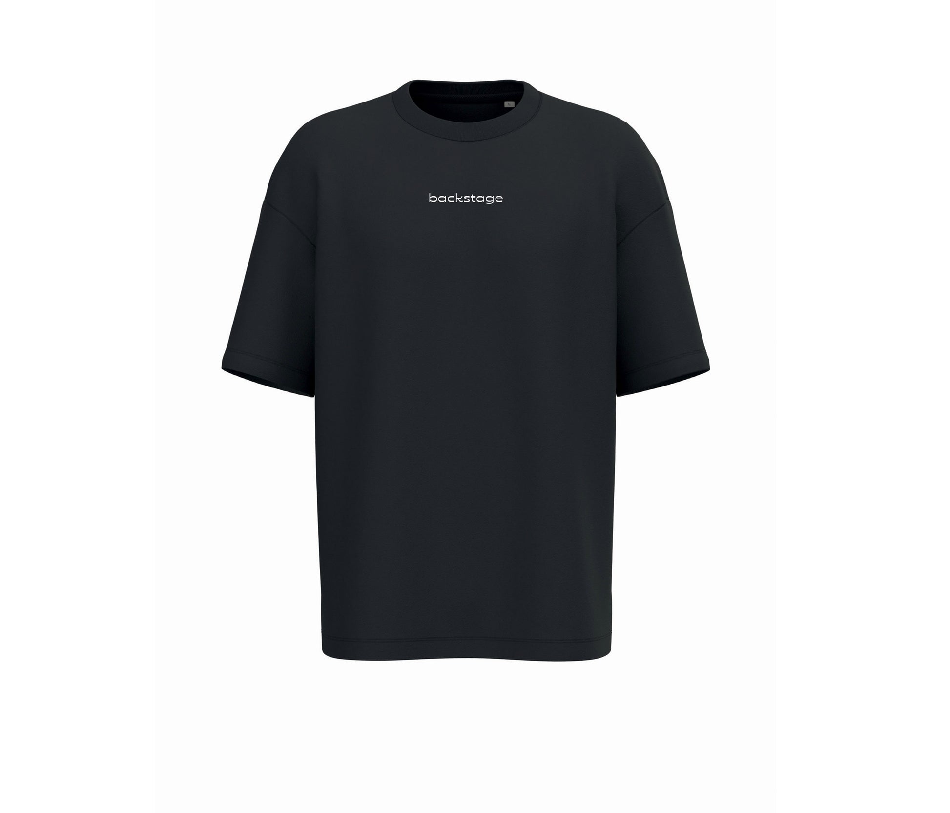 T-shirt hybride Original noir Backstage, vue de face sur fond neutre