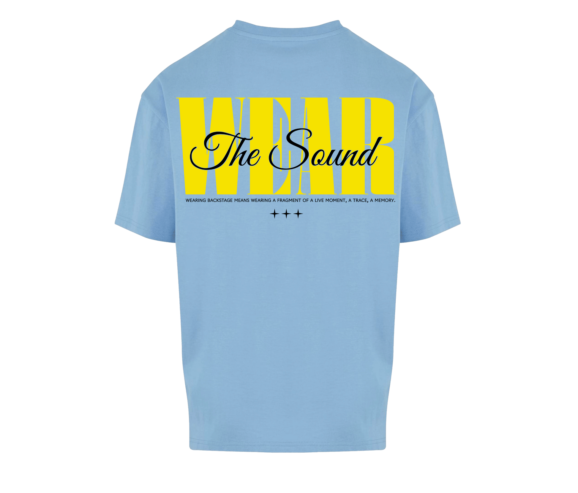 Dos du t-shirt Wear The Sound bleu Backstage sur fond neutre